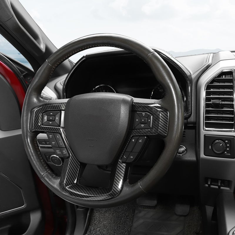 Voodonala Center Steering Wheel Panel Cover with Dash Board Cover Trim Compatible with Ford F150 2015-2020 (4pcs,ABS,Wood) - Image 3